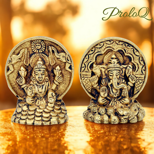 Handcrafted Brass Ganesh Lakshmi Showpiece for Wedding & Housewarming