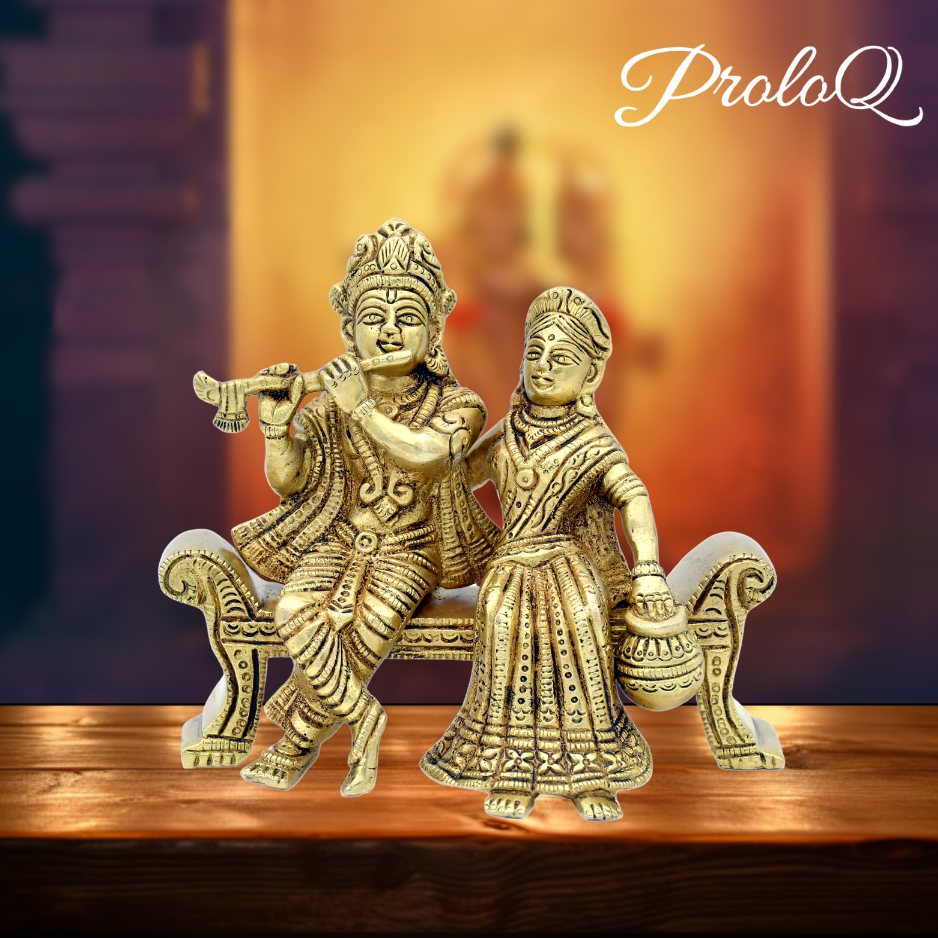 PROLOQ Radha Krishna Brass Idol – Anniversary Brass Gift